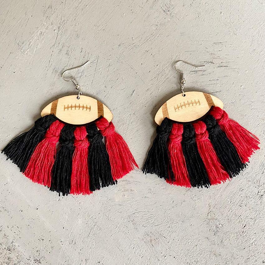 Football Fan Fringe Tassel Earrings - Klazzi Fashion Boutique