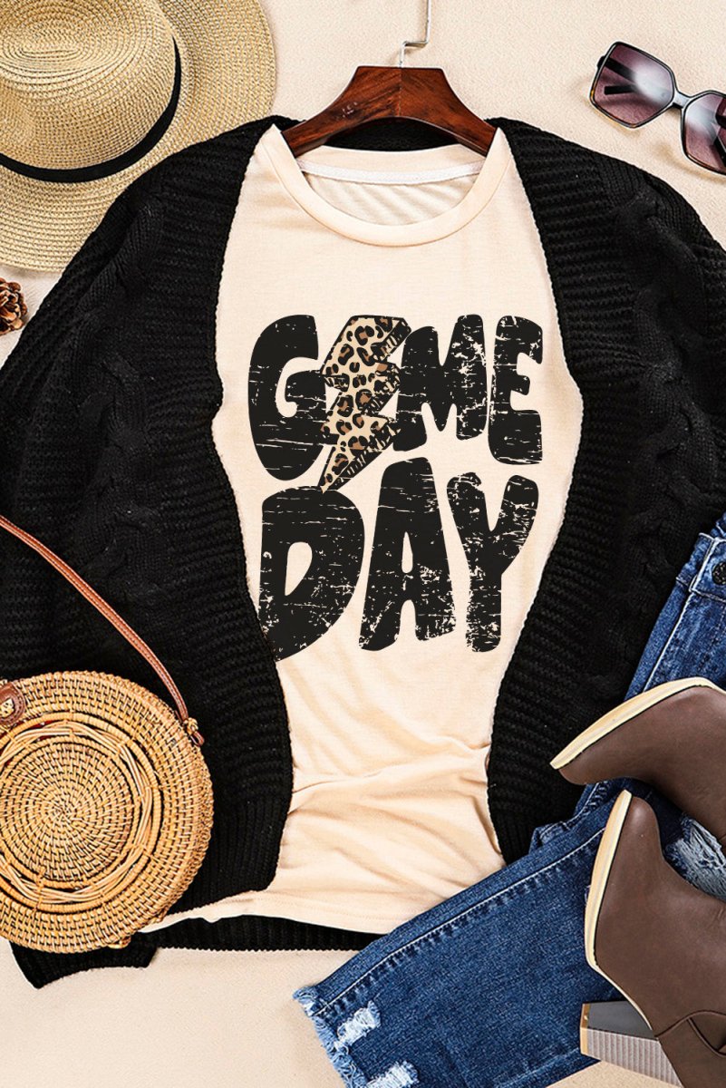 Football Khaki "Game Day" T Shirt - Klazzi Fashion Boutique