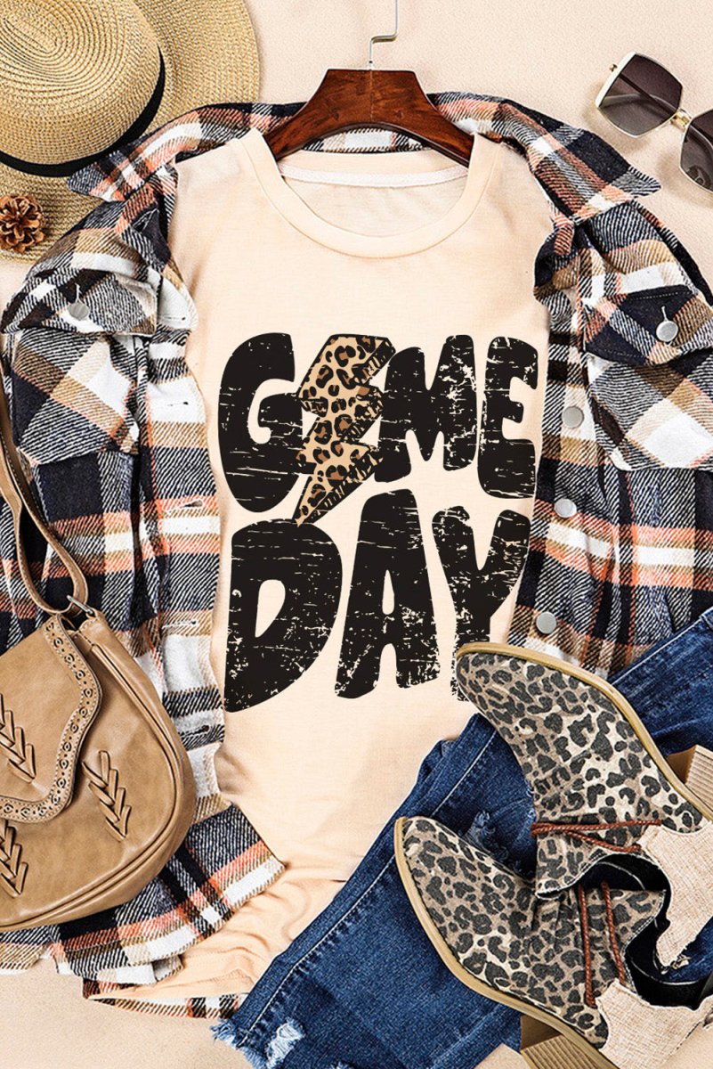 Football Khaki "Game Day" T Shirt - Klazzi Fashion Boutique