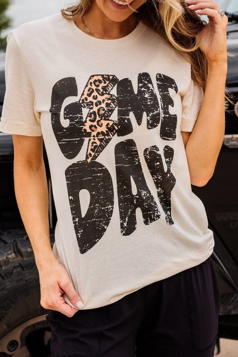 Football Khaki "Game Day" T Shirt - Klazzi Fashion Boutique