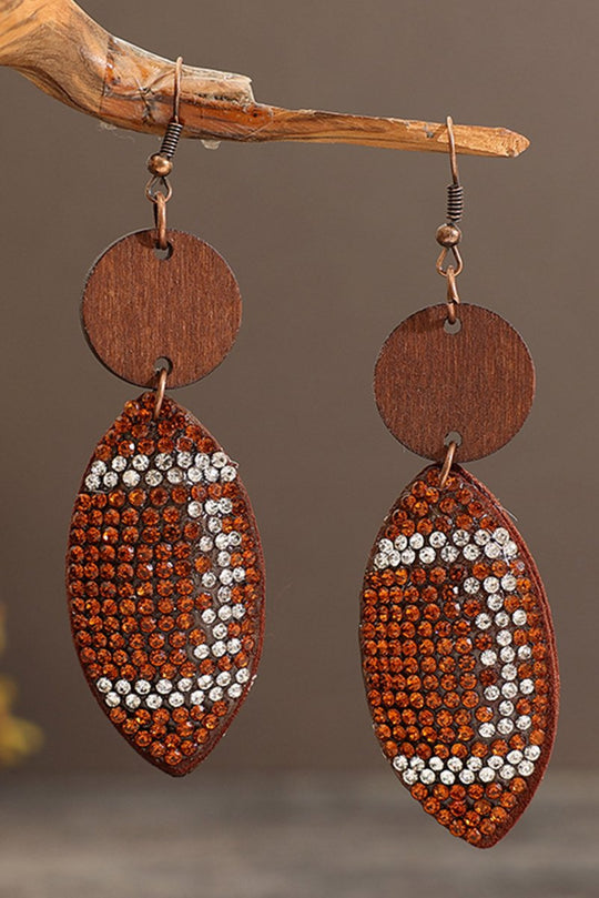 Football Rhinestone Dangle Earrings - Klazzi Fashion Boutique