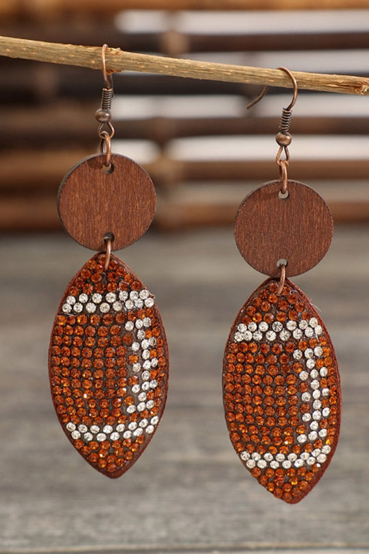 Football Rhinestone Dangle Earrings - Klazzi Fashion Boutique