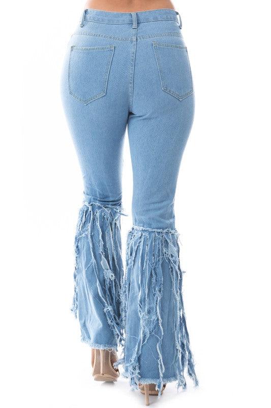 Frayed Shredded Denim Jeans - Klazzi Fashion Boutique