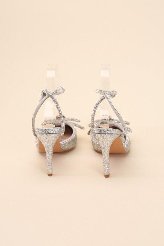 FREYA - Rhinestone Bow Heels - Klazzi Fashion Boutique