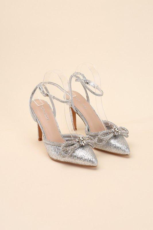 FREYA - Rhinestone Bow Heels - Klazzi Fashion Boutique