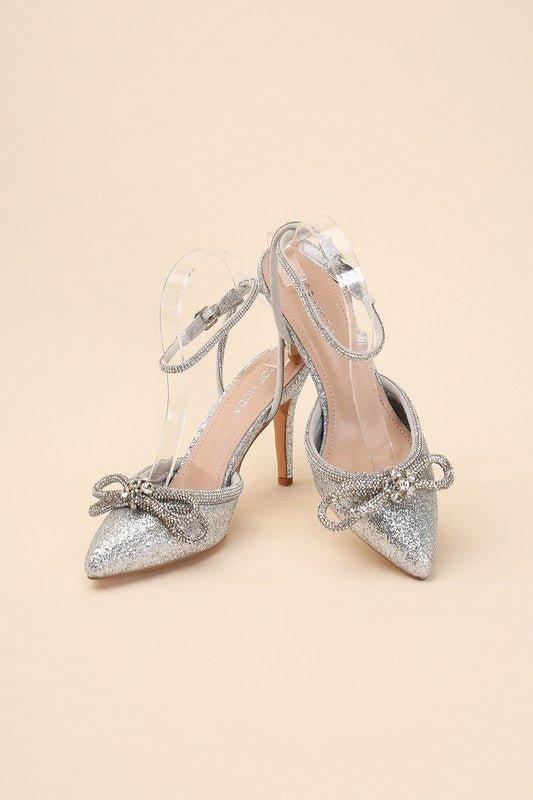 FREYA - Rhinestone Bow Heels - Klazzi Fashion Boutique