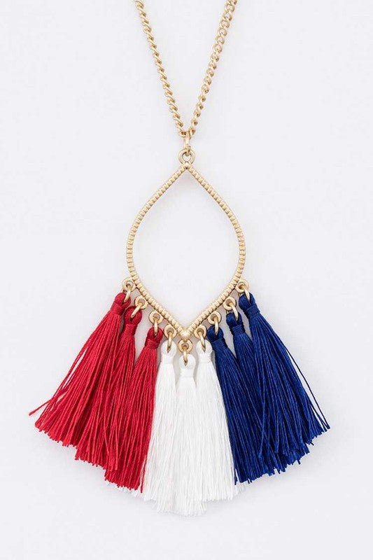 Fringe Colorful Tassels Leaf Pendant Necklace - Klazzi Fashion Boutique