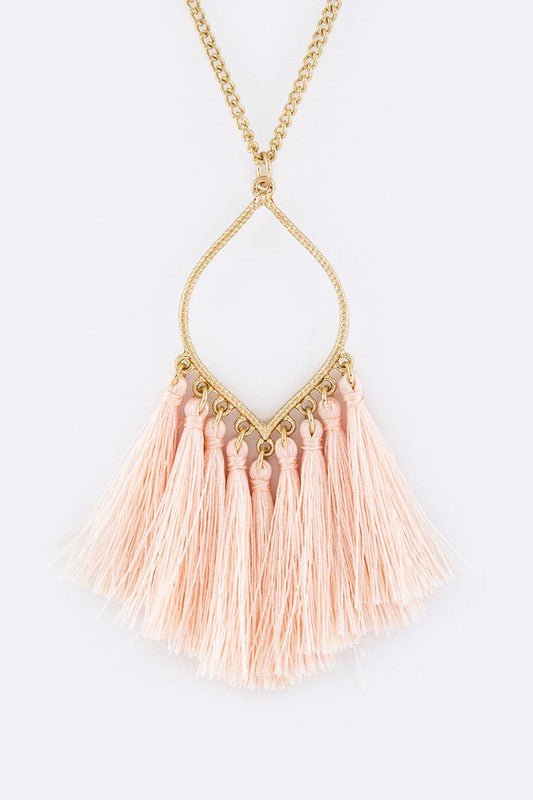 Fringe Colorful Tassels Leaf Pendant Necklace - Klazzi Fashion Boutique