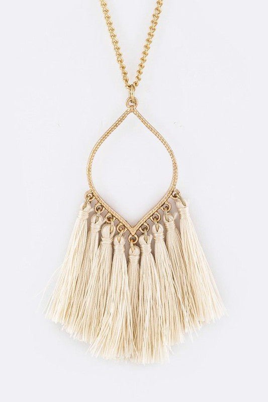 Fringe Colorful Tassels Leaf Pendant Necklace - Klazzi Fashion Boutique