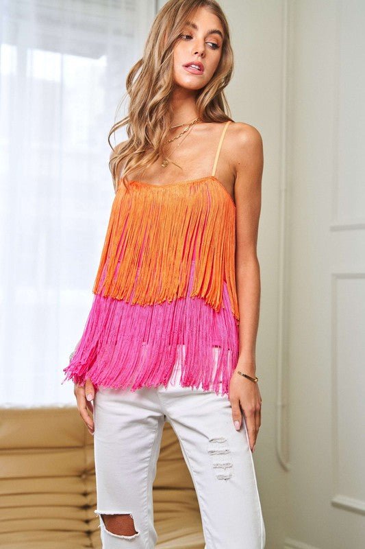 Fringe Overlay Party Cami - Klazzi Fashion Boutique