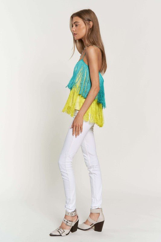 Fringe Overlay Party Cami - Klazzi Fashion Boutique