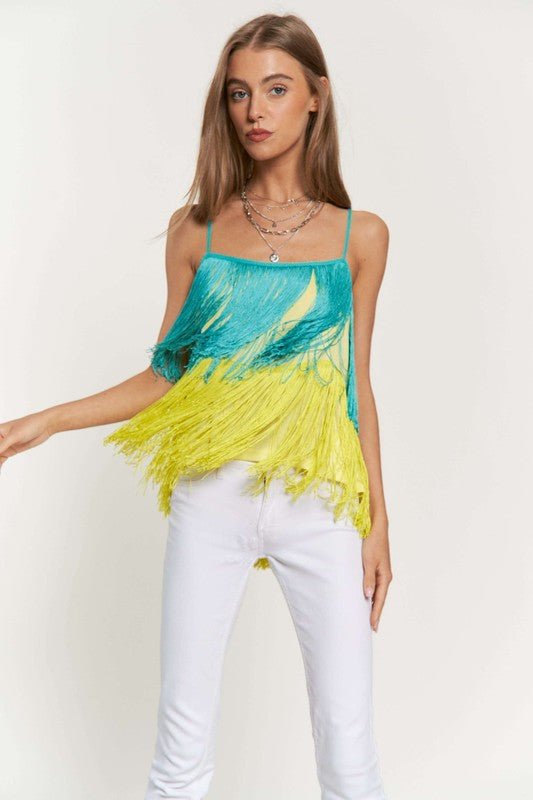 Fringe Overlay Party Cami - Klazzi Fashion Boutique