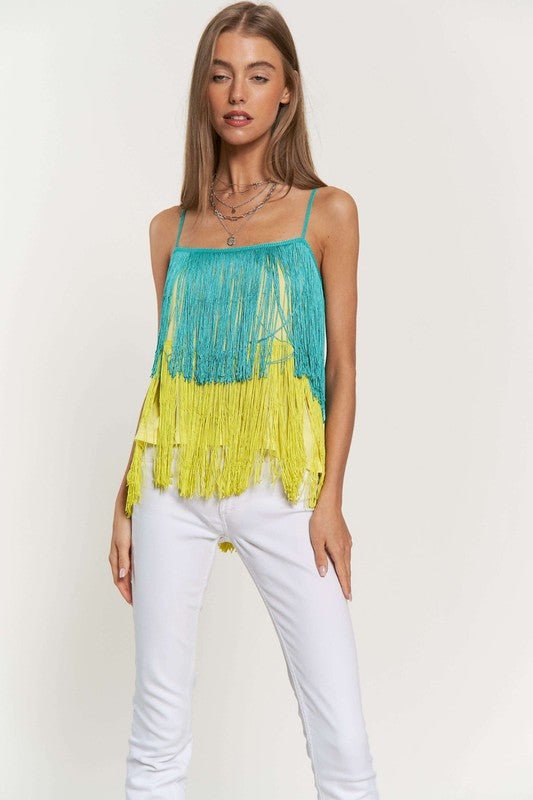 Fringe Overlay Party Cami - Klazzi Fashion Boutique