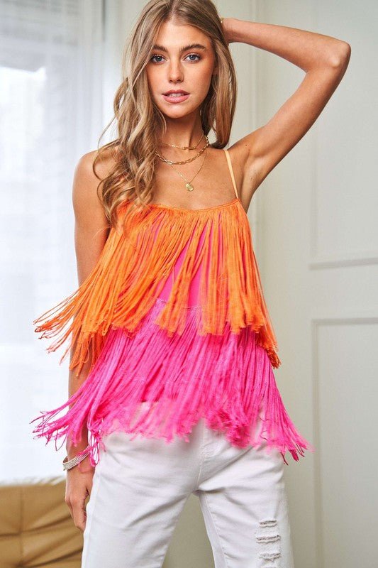 Fringe Overlay Party Cami - Klazzi Fashion Boutique