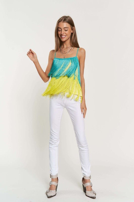 Fringe Overlay Party Cami - Klazzi Fashion Boutique