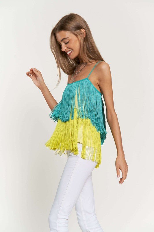 Fringe Overlay Party Cami - Klazzi Fashion Boutique