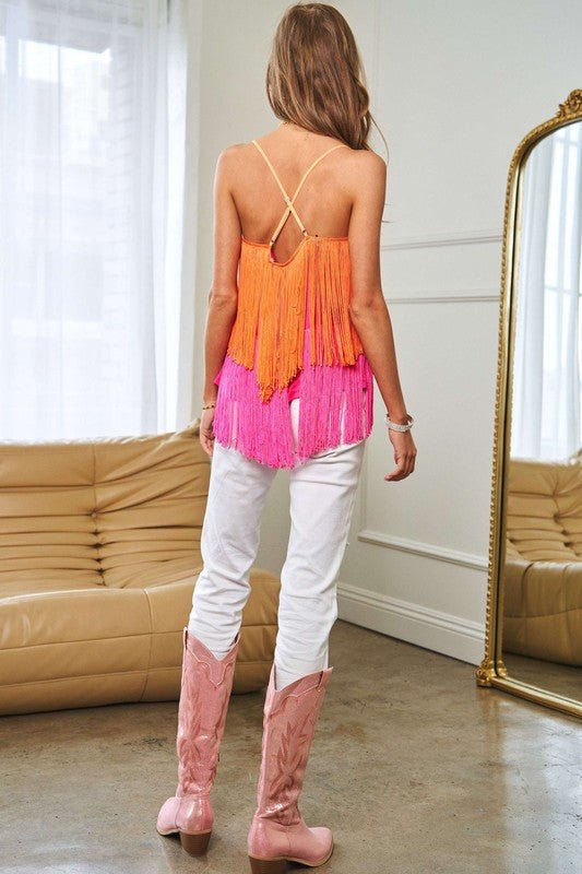 Fringe Overlay Party Cami - Klazzi Fashion Boutique