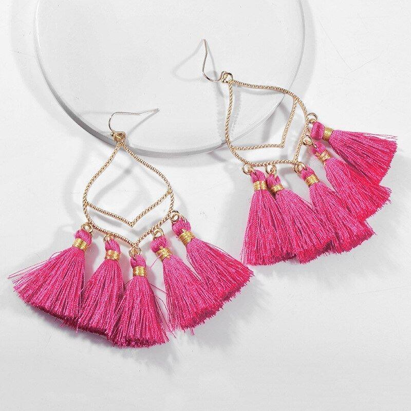 Fringe Tassel Dangle Drop Earrings - Klazzi Fashion Boutique