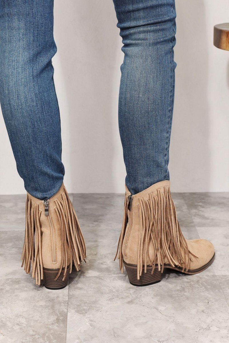 Fringy Cowgirl Western Ankle Boots - Klazzi Fashion Boutique