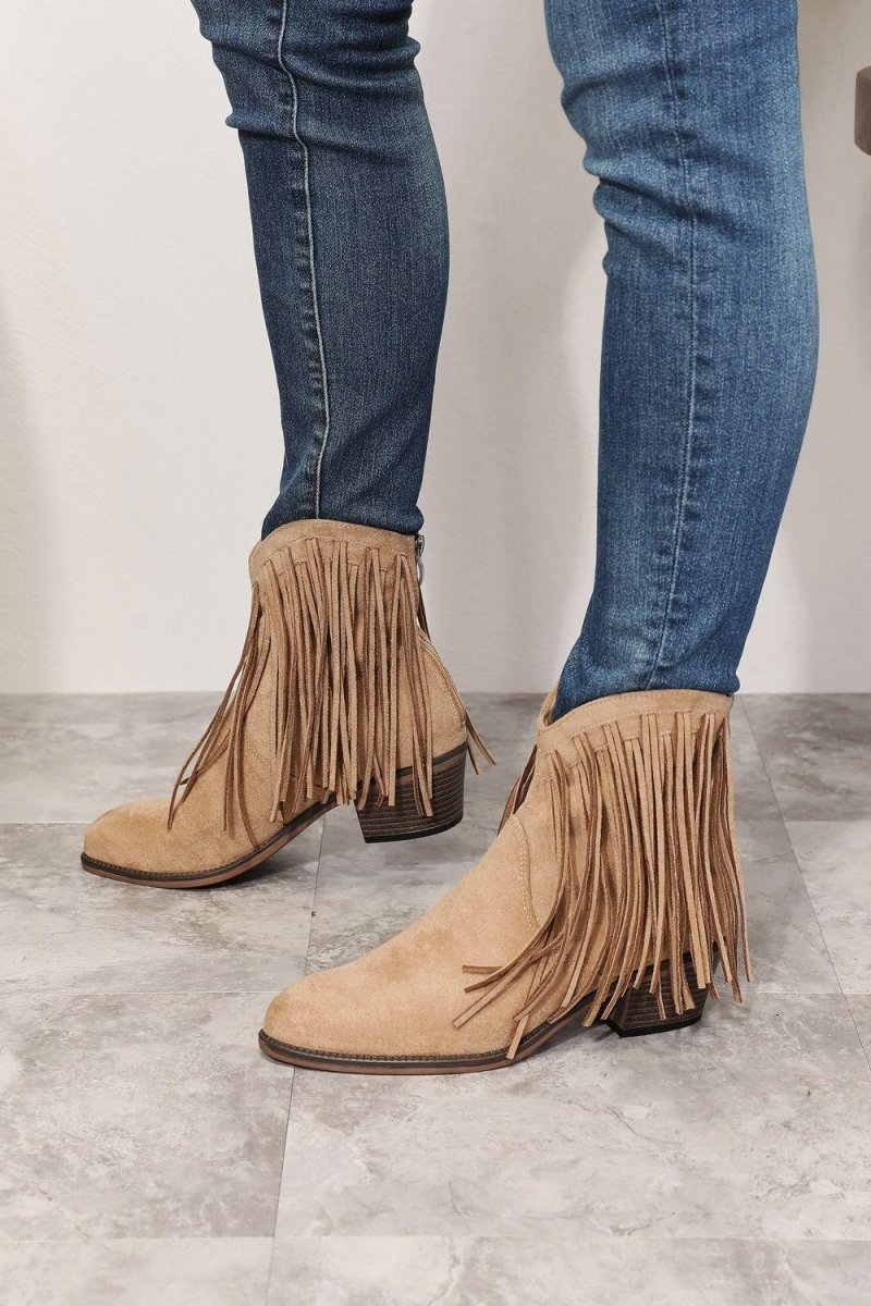 Fringy Cowgirl Western Ankle Boots - Klazzi Fashion Boutique