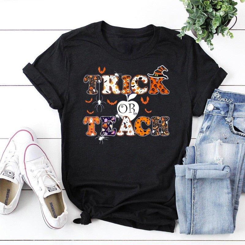 Funny Halloween "Trick Or Teach Shirt", Teacher Shirt - Klazzi Fashion Boutique