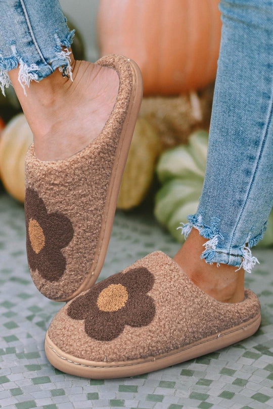 Fuzzy Flower House Slippers - Klazzi Fashion Boutique