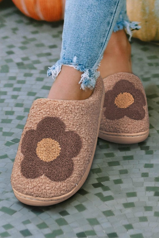 Fuzzy Flower House Slippers - Klazzi Fashion Boutique