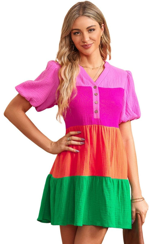 Gena Green Apple Multicolor Tiered Dress - Klazzi Fashion Boutique