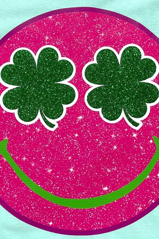 Glitter Smiley Face St Patricks Day Graphic T Shirts - Klazzi Fashion Boutique