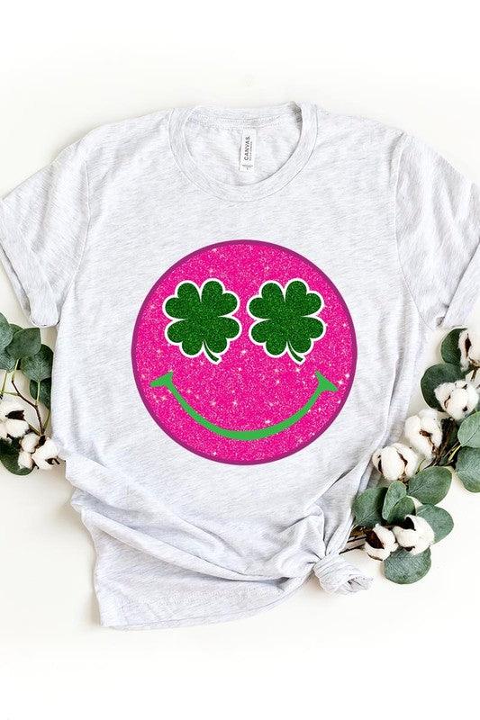 Glitter Smiley Face St Patricks Day Graphic T Shirts