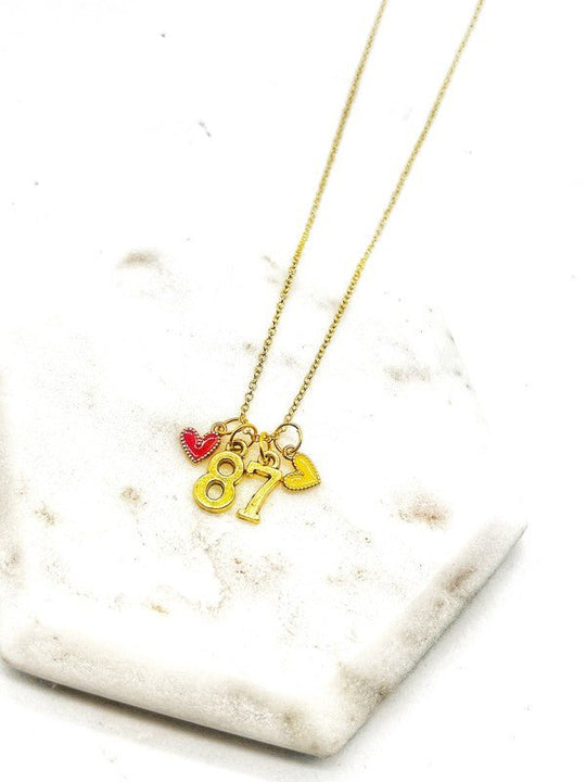  Kelce Gold 87 Kansas Chiefs Charm Necklace 