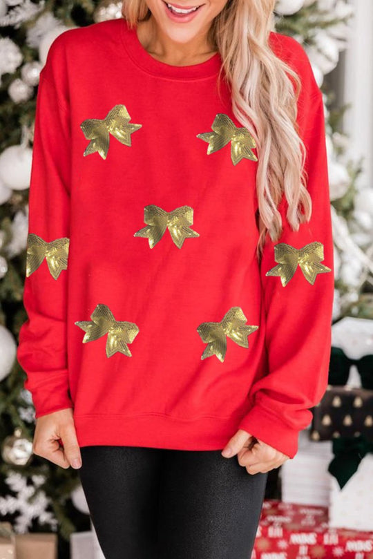 Gold Christmas Holiday Bows Sweatshirt - Klazzi Fashion Boutique