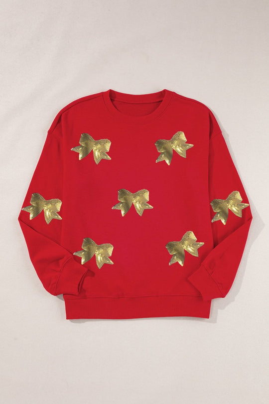 Gold Christmas Holiday Bows Sweatshirt - Klazzi Fashion Boutique