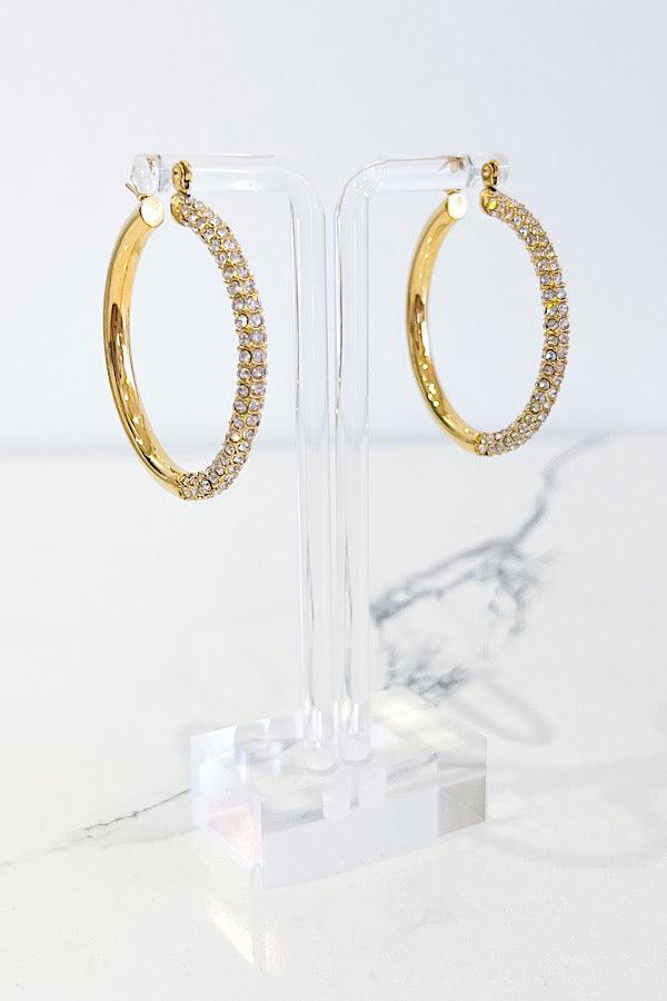 Gold Rhinestone Hoop Earrings - Klazzi Fashion Boutique