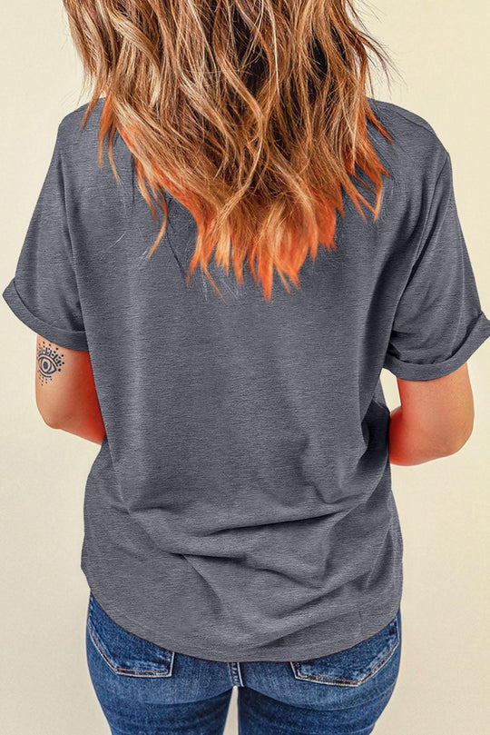 Gray Baseball Bowknot Graphic Casual Tee - Klazzi Fashion Boutique