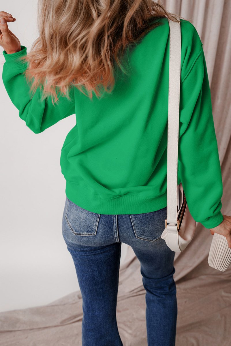 Green Christmas Chenille "MERRY" Graphic Sweatshirt - Klazzi Fashion Boutique