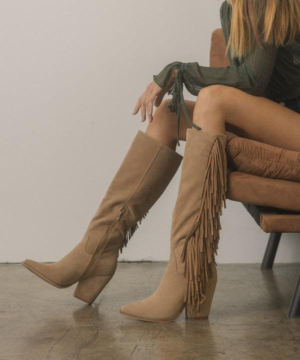 Hailey Going West Knee High Fringe Boots - Klazzi Fashion Boutique