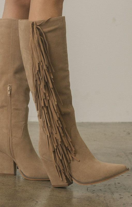 Hailey Going West Knee High Fringe Boots - Klazzi Fashion Boutique