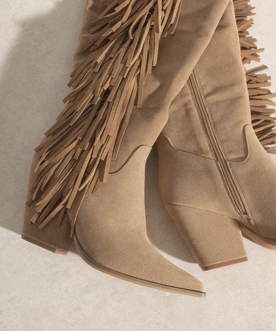 Hailey Going West Knee High Fringe Boots - Klazzi Fashion Boutique