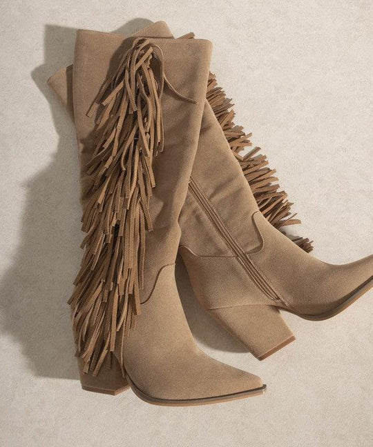 Hailey Going West Knee High Fringe Boots - Klazzi Fashion Boutique