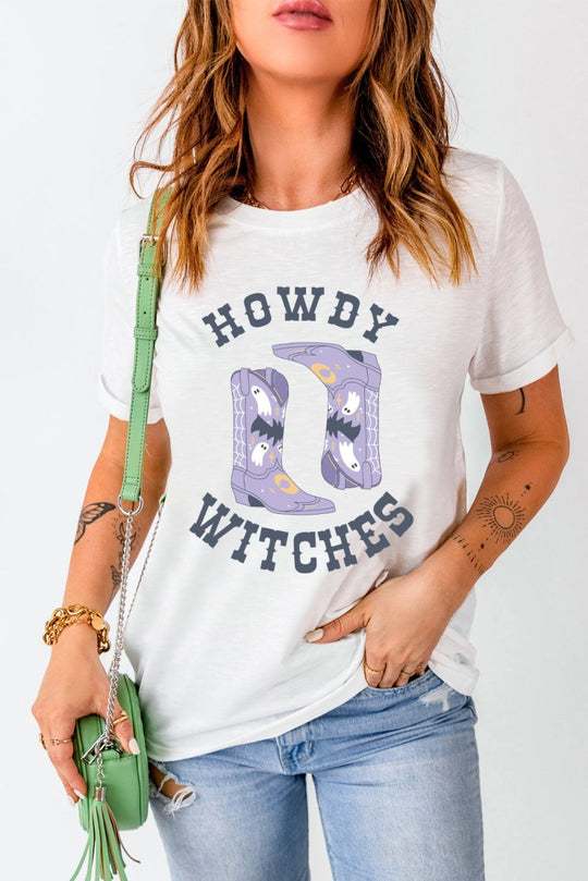 Halloween "HOWDY WITCHES" Boots T Shirt - Klazzi Fashion Boutique