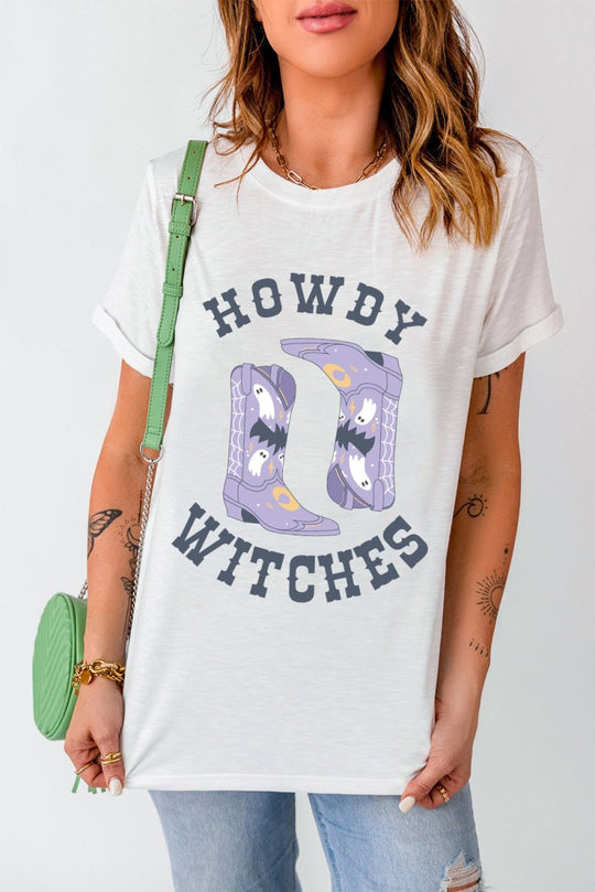 Halloween "HOWDY WITCHES" Boots T Shirt - Klazzi Fashion Boutique