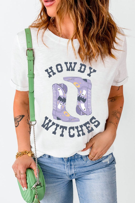 Halloween "HOWDY WITCHES" Boots T Shirt - Klazzi Fashion Boutique