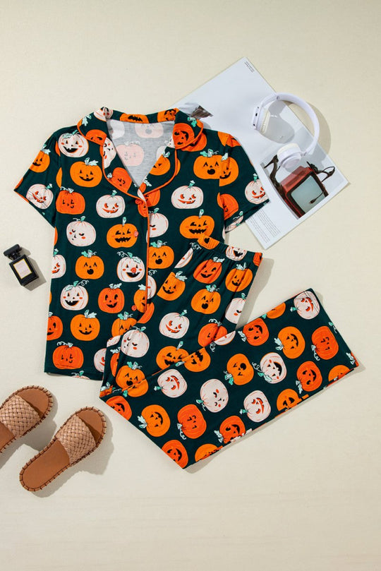 Halloween Pumpkins Orange Pajama Pant Set - Klazzi Fashion Boutique