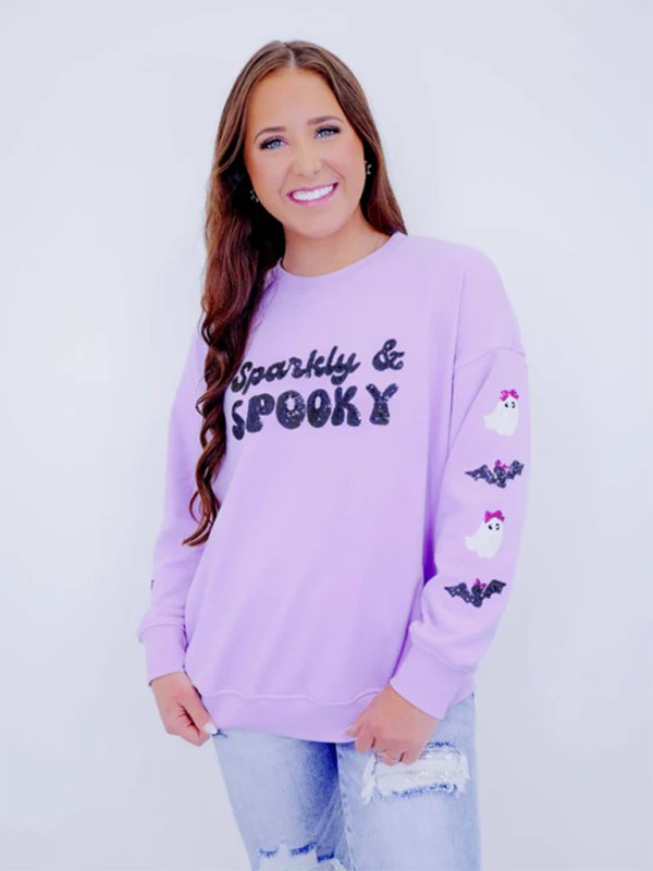 Halloween Sassy Skeleton Man Sequin Sweatshirt - Klazzi Fashion Boutique