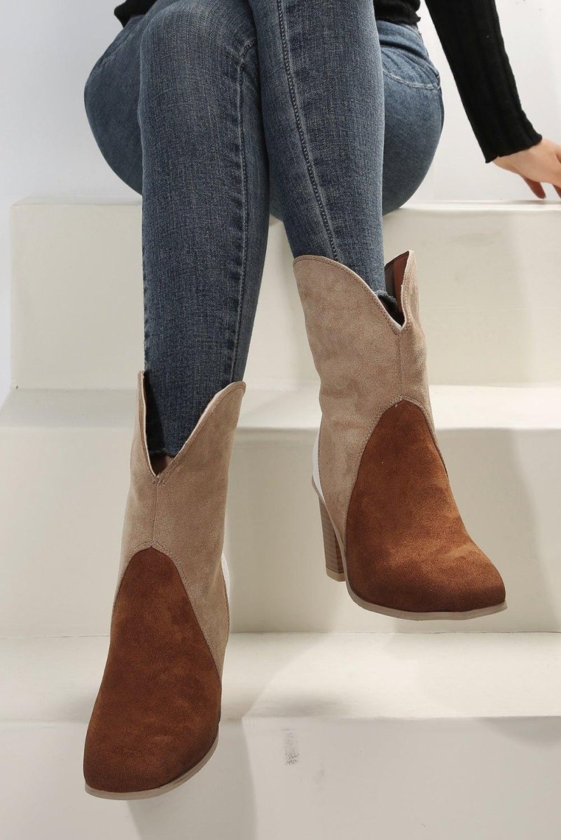 Hannah Suede Heeled Ankle Booties - Klazzi Fashion Boutique