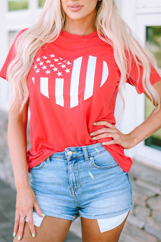 Heart American Flag Graphic Tee - Klazzi Fashion Boutique