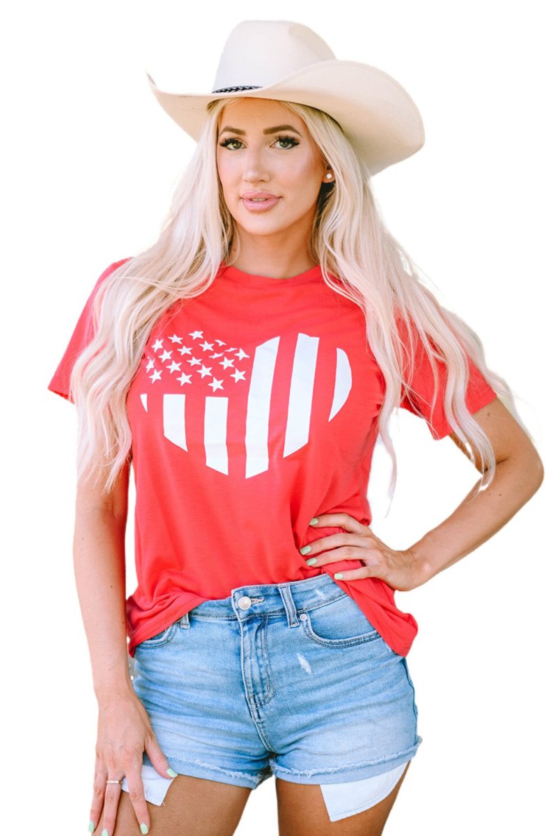 Heart American Flag Graphic Tee - Klazzi Fashion Boutique