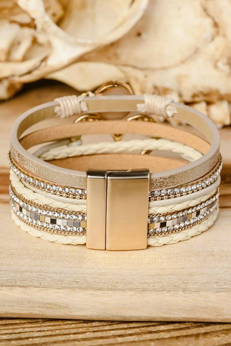 Heart Bohemian Rhinestone Magnetic Bangles Bracelet - Klazzi Fashion Boutique