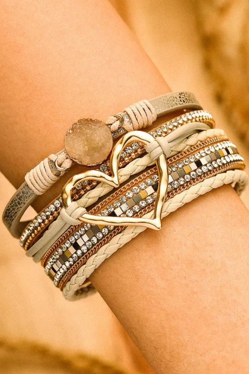 Heart Bohemian Rhinestone Magnetic Bangles Bracelet - Klazzi Fashion Boutique